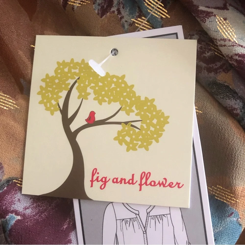 Anthropologie Fig & Flower Mixed Media Floral Button Front Semi Sheer Boho Plus - Picture 15 of 16